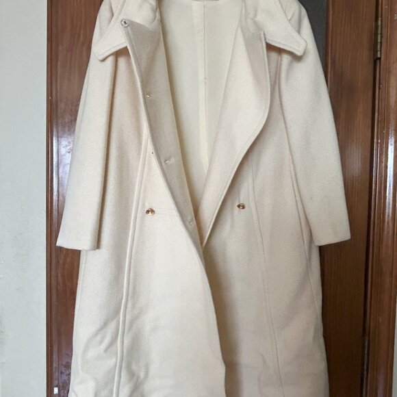 Vintage Neusteters Women's Lined Cream Mid Length Coat Size L - Picture 2 of 6